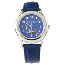 Montre Carton personnalisé Podenco Chiens Bleu