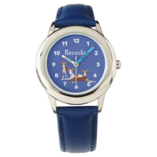 Montre Carton personnalisé Podenco Chiens Bleu
