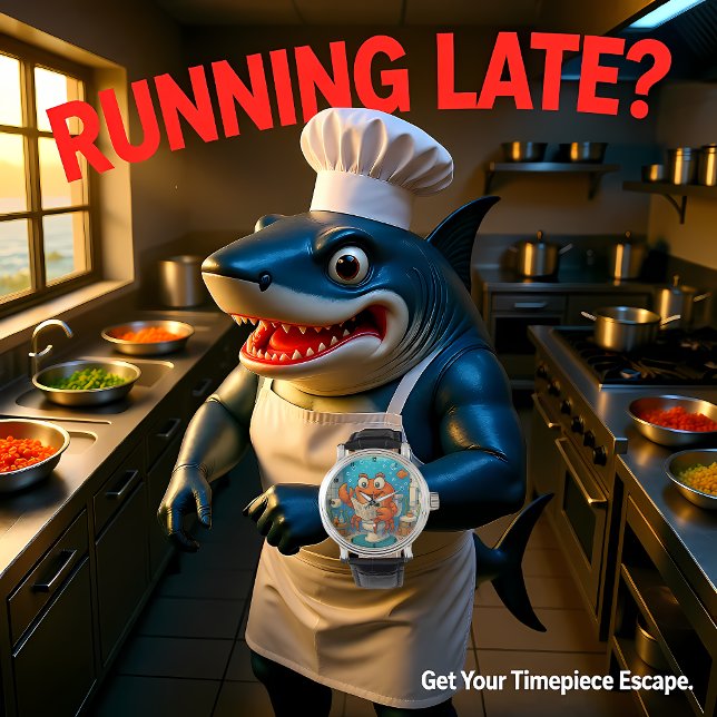 Montre Cartoon Crab Reading in Underwater-themed Bathroom (Créateur téléchargé)