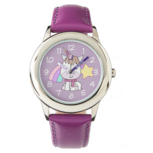 Montre Cartoon mignon bébé licorne et arc-en-ciel