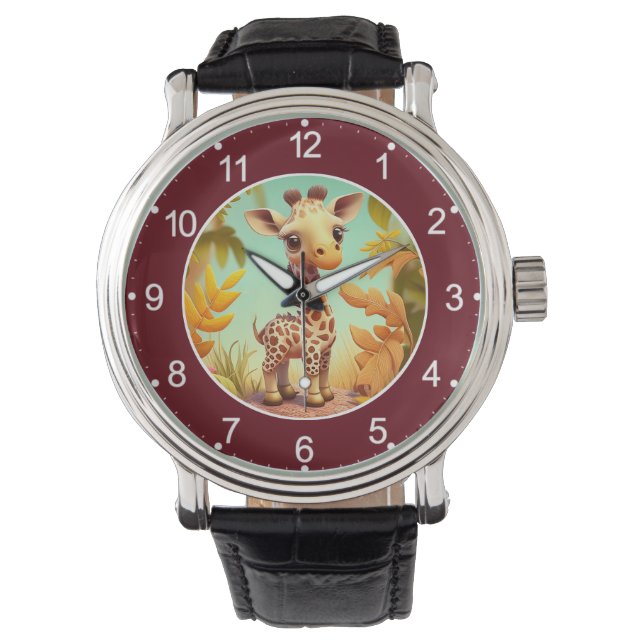 Montre Cartoon Tropical Cute Baby Giraffe (devant)