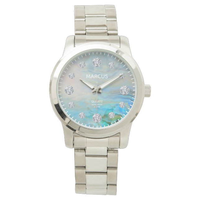 Montre Cartouche Diamond Agate Bleu des Caraïbes (devant)