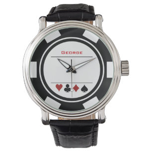 Montre Casino Poker Chip Las Vegas noir blanc