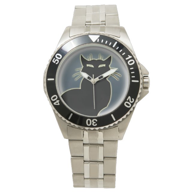 Montre Cat Watch Black Cat Wrist Watch Amoureux des chats (devant)