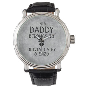 Montre Ce Papa Appartient Au Nom Des Enfants Heart Grey