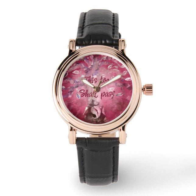 Montre Ce Trop Passe Les Feuilles Abstraits Arbre Rose (Recto)