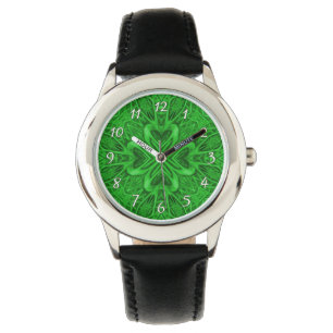 Montre Céleste Clover Vintage Vert fractal Kaleidoscope