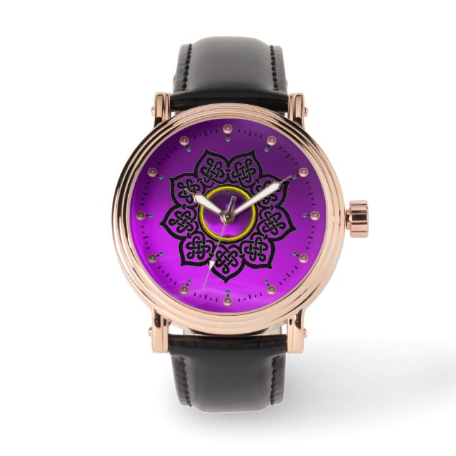 MONTRE CELTIC KNOTS FLEURS ET PIERRES DE GEM D'AMÉTHYST P (Recto)