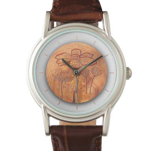 Montre Centre Monographique & Bois fleuri personnalisé (Créateur téléchargé)