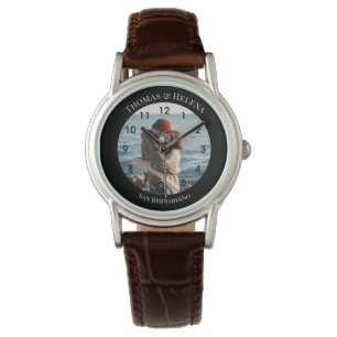 Montre Cercle noir personnalisé avec les textes inférie