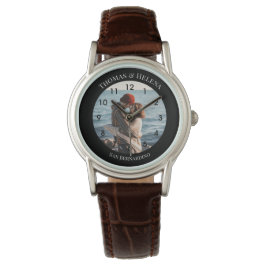 Montre Cercle noir personnalisé avec les textes inférieur