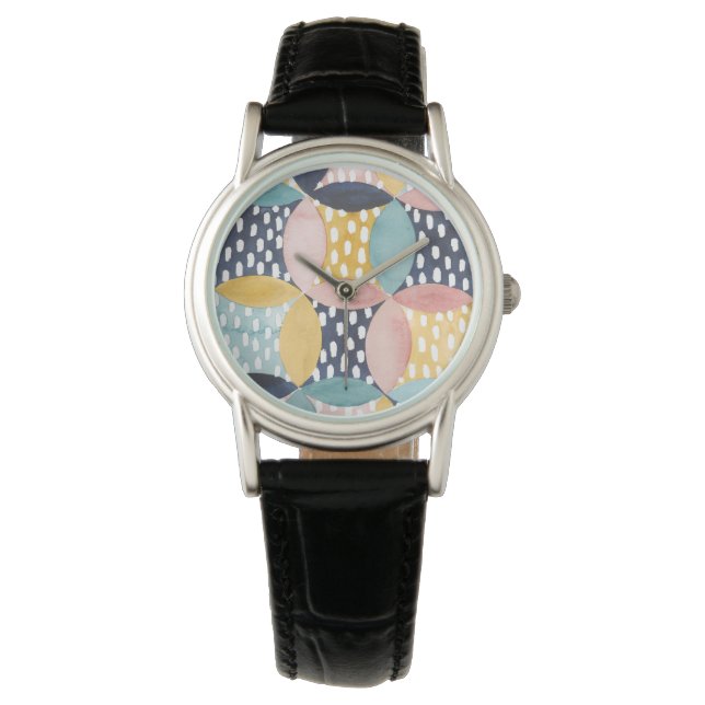 Montre Cercles géométriques aquarelle (devant)