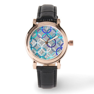Montre Cercles modernes du milieu du siècle, gris, bleu e