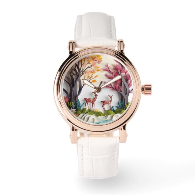 Montre Cerfs en Art Unique Forêt (Recto)