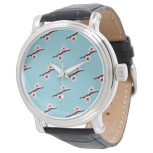 Montre Cerisier en Fleur, Sakura, Motif Floral Rose