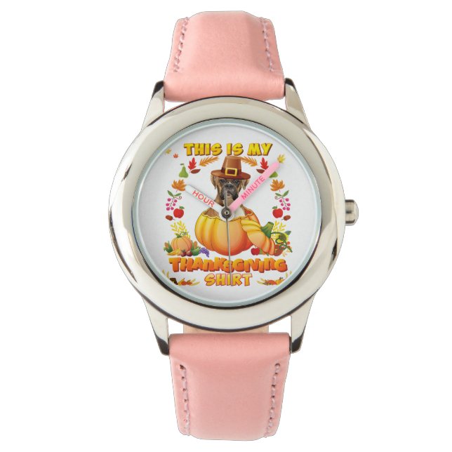 Montre C'Est Mon Thanksgiving Boxer Chien Citrouille Anim (devant)