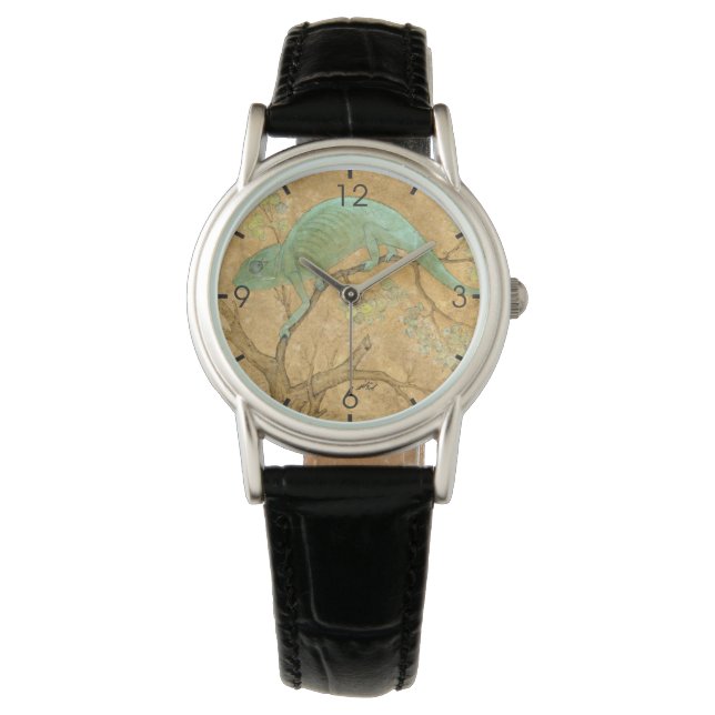 Montre Chameleon (Lézard Vert) (Reptile) (Art Mughal) (devant)