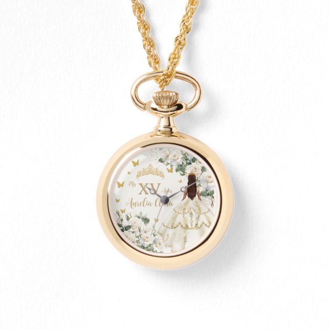 Montre Champagne Ivory Floral Princesse Robe Quinceañera (Recto)