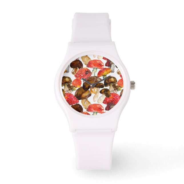 Montre Champignons d'aquarelle motif de chute (Recto)