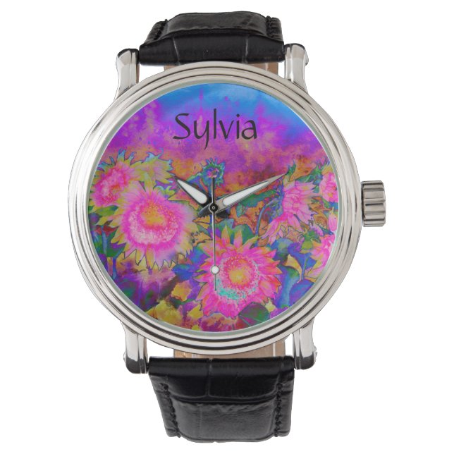 Montre Champs de tournesol pour toujours -rose - monogram (devant)