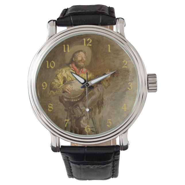 Montre Chanter Espagnol Cowboy à Banjo jouer à la chanson (devant)