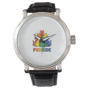 Montre Chat arc-en-ciel vintage Purride Vector Design_1