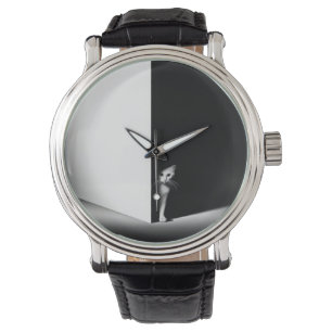 Montre Chat Blanc Dans Les Ombres Noires