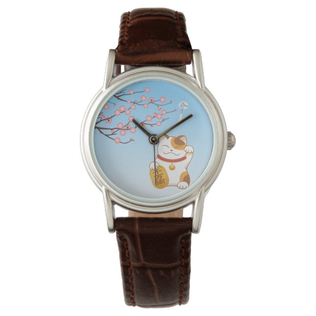 Montre Chat chanceux japonais, Calico Maneki Neko (devant)