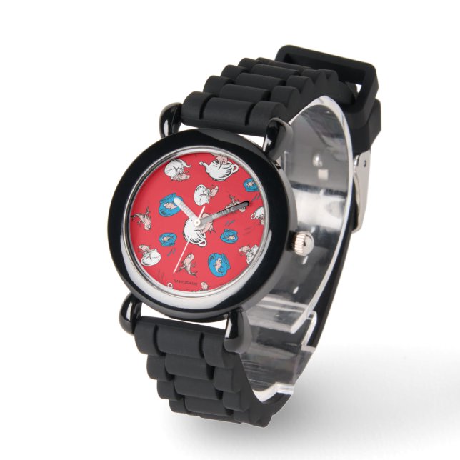 Montre Chat Dans Le Casquette | Le Motif rouge poisson (Angle)