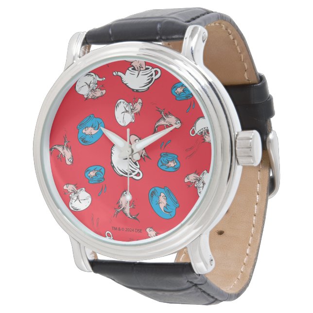Montre Chat Dans Le Casquette | Le Motif rouge poisson (Incliné)