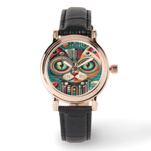 Montre Chat de circuit rétro-futuriste du milieu du siècl