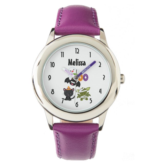 Montre Chat de Cute Halloween, bat, mummy et ghost (devant)