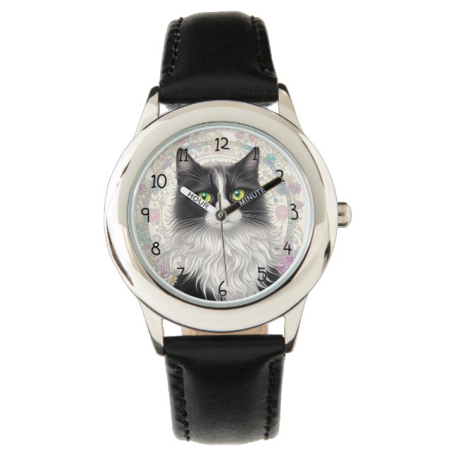 Montre Chat et fleurs adorables (devant)