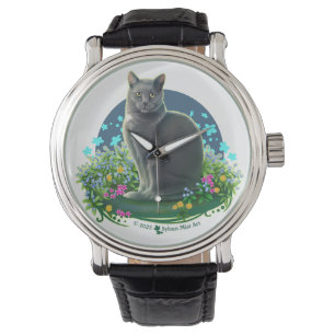 Montre Chat gris dans le Jardin des Fleurs