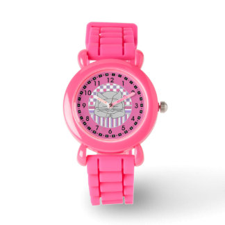 Montre Chat Gris Dormant Motif Oval Grande horloge