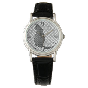 Montre Chat japonais - copie noire et blanche de kimono
