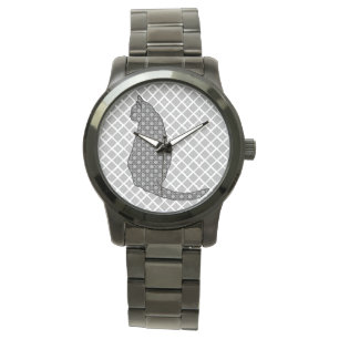 Montre Chat japonais - Kimono noir et blanc