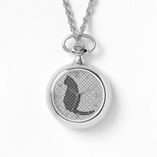 Montre Chat japonais - Kimono noir et blanc