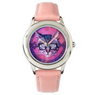 MONTRE CHAT LUNETTES DE SOLEIL FILLES ENFANTS ROSE WRIST