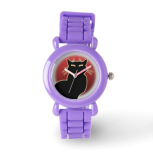 Montre Chat Montre Noir Montre pour Amateur de Cha