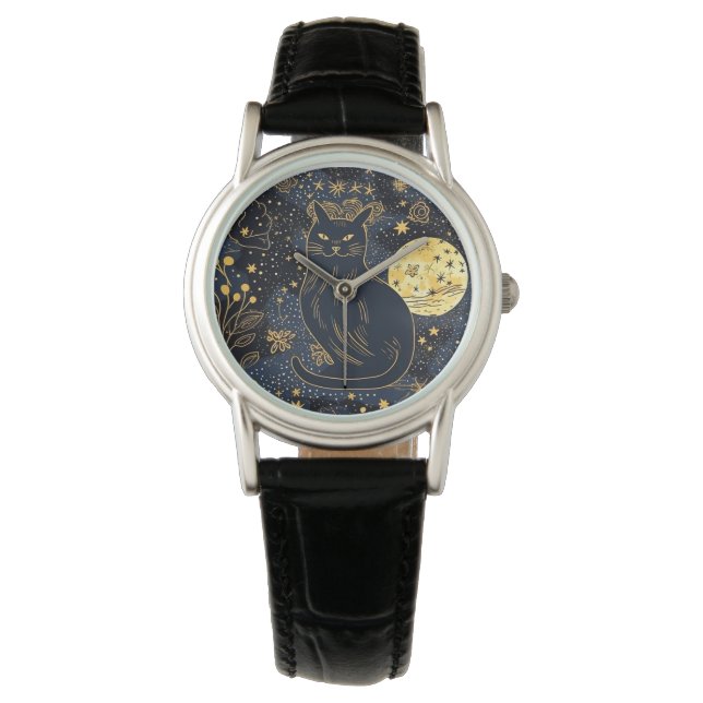 Montre Chat noir du ciel étoilé Regarder en ligne (devant)