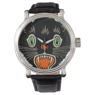 Montre Chat noir effrayé d'Halloween Vintage