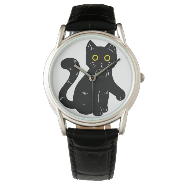 Montre Chat noir Halloween enfants T-shirt (devant)