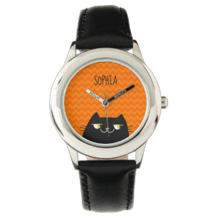 Montre Chat noir mignon