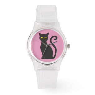 MONTRE CHAT NOIR RETRO LADIES ROSE WRIST WATT