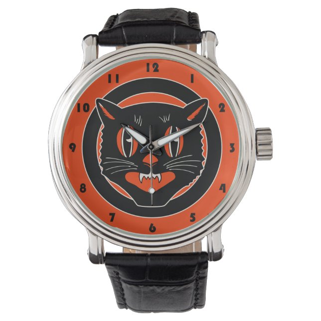 Montre Chat noir vintage Halloween (devant)
