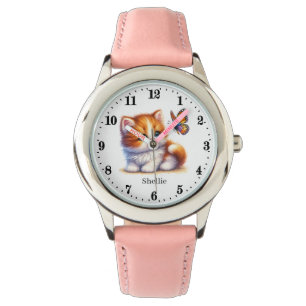 Montre Chat papillon mignonne filles ajouter nom Watch