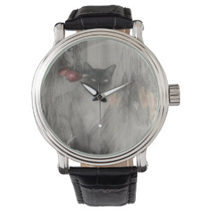 Montre Chat Siamois Posé En Noir Et Blanc