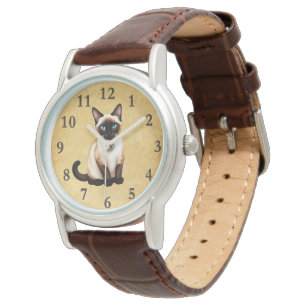 Montre Chat Siamois Sur Vieux Papier