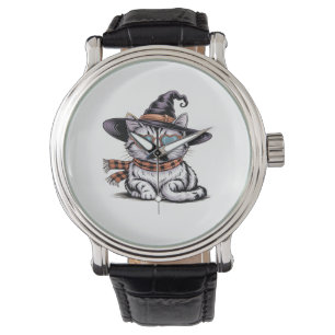 Montre Chat sorcière cool - Cute Halloween Kitty avec coe
